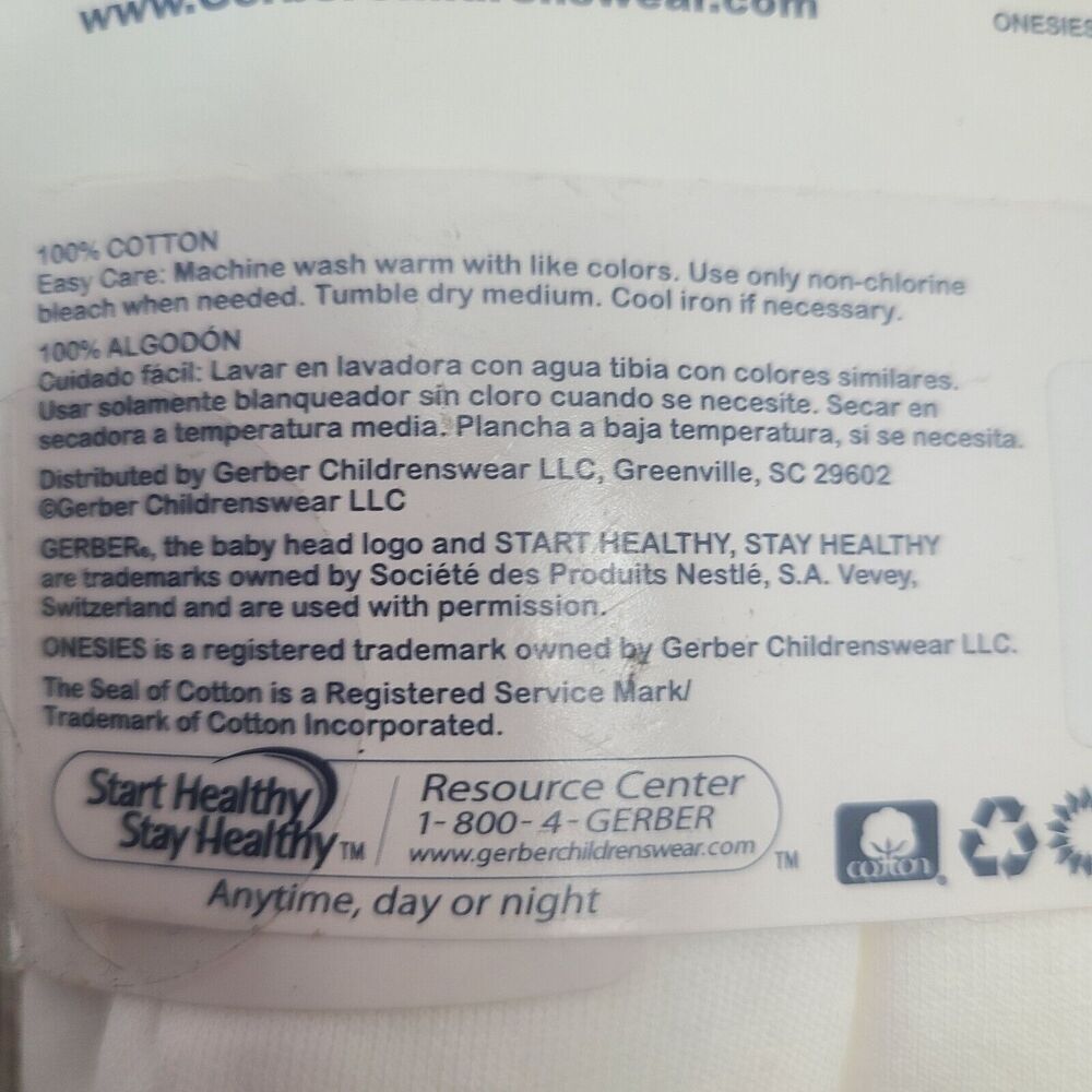 Gerber Brand Onesies 5pk One Piece Underwear Baby 3-6 Months White Cotton New - Picture 7 of 7